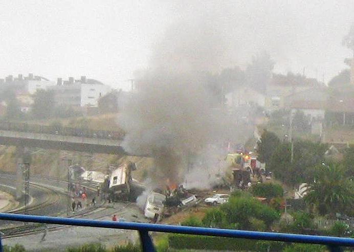 Accidente ferroviario en Santiago de Compostela.